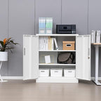 Wanfu Metal Storage Cabinet, Utility Room-White - Image 2
