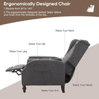 Wingback Recliner Chair with Massage and Heat, Tufted Fabric Push Back Recliner - Image 5