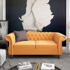 Mid-Century 2 Seater Sofa, Velvet Loveseat - Image 9