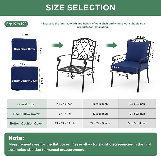 Summsun Outdoor Chair Cushions Set of 2, Waterproof Backrest and Deep Seat - Image 7