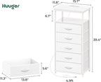 Huuger White Dresser with 5 Drawers & Charging Station, Tall Dresser - Image 3