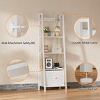 Furologee 5-Tier White Ladder Shelf, Ladder Bookshelf - Image 8