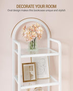 Hzuaneri Bookcase Bookshelf, Tempered Glass Bookshelves, Slim Shelving Unit - Image 4