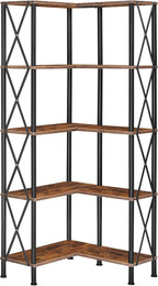 HOOBRO Corner Bookshelf, 5-Tier L-Shaped Bookcase, Industrial Open Display by HOOBRO