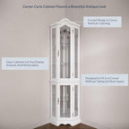 BELLEZE Lighted 3-Side Glass Display Curio Cabinet w/ Tempered Glass Doors and - Image 5
