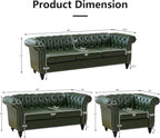 Mid-Century 2 Seater Sofa, Faux Leather Loveseat - Image 2