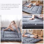 MAXYOYO Grey Triangle Japanese Floor Futon Mattress, Tatami Floor Mat Portable - Image 7