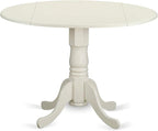 East West Furniture DLBO3-WHI-W 3 Piece Dining Room Table Set Contains a Round - Image 3