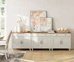WAMAPT Buffet Cabinet with 6 Doors and 3 Drawers, Large Coffee Bar Table Wood by WAMPAT