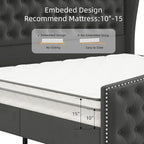 BRELTAM Upholstered King Size Bed Frame Velvet Tufted Bed Frame - Image 6