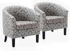 BELLEZE Accent Barrel Chair Set of 2, Linen Round Chair Club Tub Sofa Corner by BELLEZE