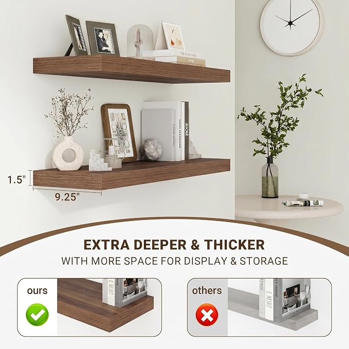 Acovy 55 Inch Floating Shelves, Wooden Shelves - Image 5