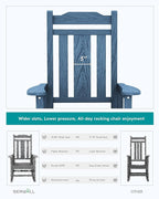 SERWALL Blue Outdoor Rocking Chair Set of 2, All Weather Patio Rocking Chair - Image 4