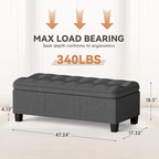 YESHOMY 47 Inches Ottoman with Storage, Storage Bench with Legs, Ottomans - Image 2