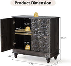 weselon Accent Cabinet Set of 2, Classic Carved Buffet Cabinet Storage Sideboard - Image 2