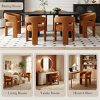 Modern Sherpa Dining Chairs Set of 4, Upholstered Barrel Chairs - Image 5