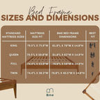 Bme Dinkee Wooden Queen Bed Frame, 15 Inch Height, Elegant Minimalist Modern - Image 10