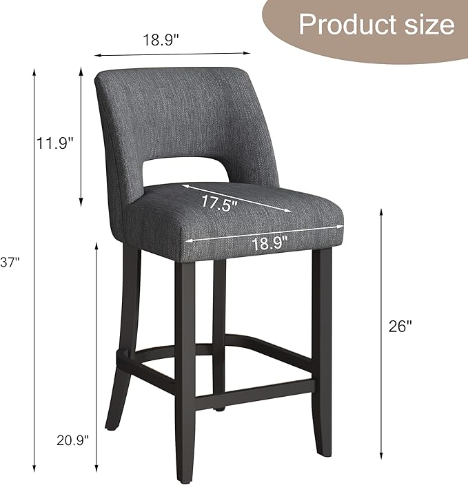 VKNOW Bar Stools Set of 4, Modern Counter Stools - Image 2