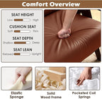 STHOUYN Brown Leather Accent Chairs Set of 2, Mid Century Modern Chair Set of 2 - Image 5