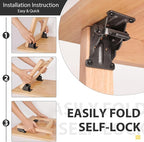 2 Pack Folding Brackets, Self-Lock Hinge - Image 3