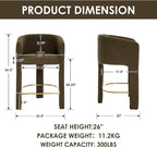 Modern Counter Height Bar Stools Set of 3, 26”H Barrel Counter Stools - Image 2