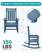 SERWALL HDPE Outdoor Rocking Chair Set of 6, Patio Rocking Chairs - Image 3