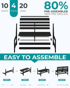 SERWALL Outdoor Bench, All Weather HDPE Outdoor Benches, 2-Person Armless Porch - Image 9