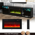 oneinmil 80” TV Stand with 36” Electric Fireplace, Large Modern Media - Image 4