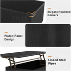 FABATO Mid Century Modern Coffee Table, Wooden Fluted Center Table - Image 5