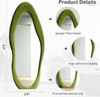 Honyee Full Length Mirror, Flannel Wrapped Wooden Frame Floor Mirror, Irregular - Image 5
