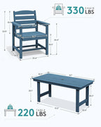 SERWALL Patio Table Set, Outdoor HDPE Dining Furniture - Image 6