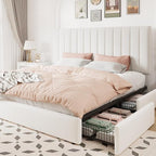 Allewie King Size Storage Bed Frame, Vertical Channel Tufted Adjustable by Allewie