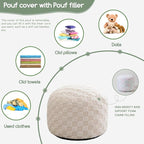 HIGOGOGO Round Stuffed Pouf Ottoman, Plaid Poufs - Image 3