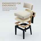 HNY Mid Century Modern Farmhouse Dining Chairs Set of 4, Linen Upholstered - Image 5