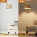 Oneach Arc Floor Lamp for Living Room, Rattan Boho Floor Lamp - Image 5