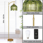 QIYIZM Glass Floor Lamp for Living Room, Mid Century Modern Brass Tall Lamp - Image 5