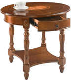 Solid Wood Oval End Table with Drawer and Shelf - Image 6