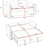 hansones 65'' 3-in-1 Folding Sofa Bed – Queen Size Pullout, Modern Chenille - Image 2