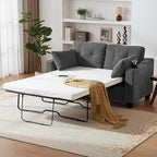 Full Size Pull Out Sleeper Sofa Bed, 2-in-1 Convertible Corduroy Pull Out Couch - Image 2