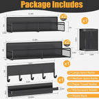DTUQYX Magnetic Spice Rack for Refrigerator, 7 Pack Metal Shelf Black, Moveable - Image 2
