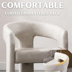 RIVOVA Modern Barrel Dining Chair Grey PU Leather Upholstered Accent Side Chair - Image 4