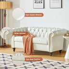 Mid-Century 2 Seater Sofa, Faux Leather Loveseat - Image 4