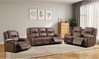 EBELLO Faux Leather Manual Recliner Sofa Set, 1 Seat Reclining Chair, a Loveseat - Image 6