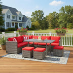 Tangkula 7 Pieces Patio Furniture Set, Outdoor Sectional Rattan Sofa Set - Image 3