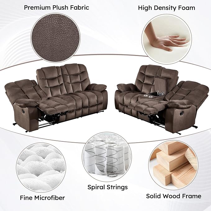 HAOMARKETS 3 Pieces Recliner Sofa Furniture Set, Include Power Recliner Chair - Image 7