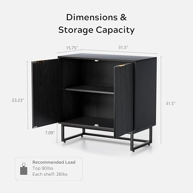EYYTHUNG Fluted Cabinets with Storage Set of 2, Sideboard Buffet Cabinet with - Image 2