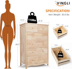 VINGLI Unfinished Natural Solid Wood 6 Drawer Dresser - Image 3