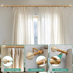QDWIS Boho Wood Curtain Rods for Windows 48 to 84 inch, Rustic Decorative - Image 9