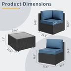 SUNLEI 5pcs Patio Furniture Sets Conversation Set, Low Back All-Weather Rattan - Image 2