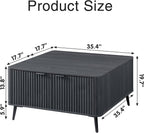 4-Piece Fluted Living Room Furniture Set, Lift Top Coffee Table, Buffet Cabinet - Image 4